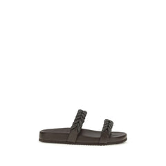 Brunello Cucinelli Braune Kalbsleder-Sandalen aus Bos Taurus