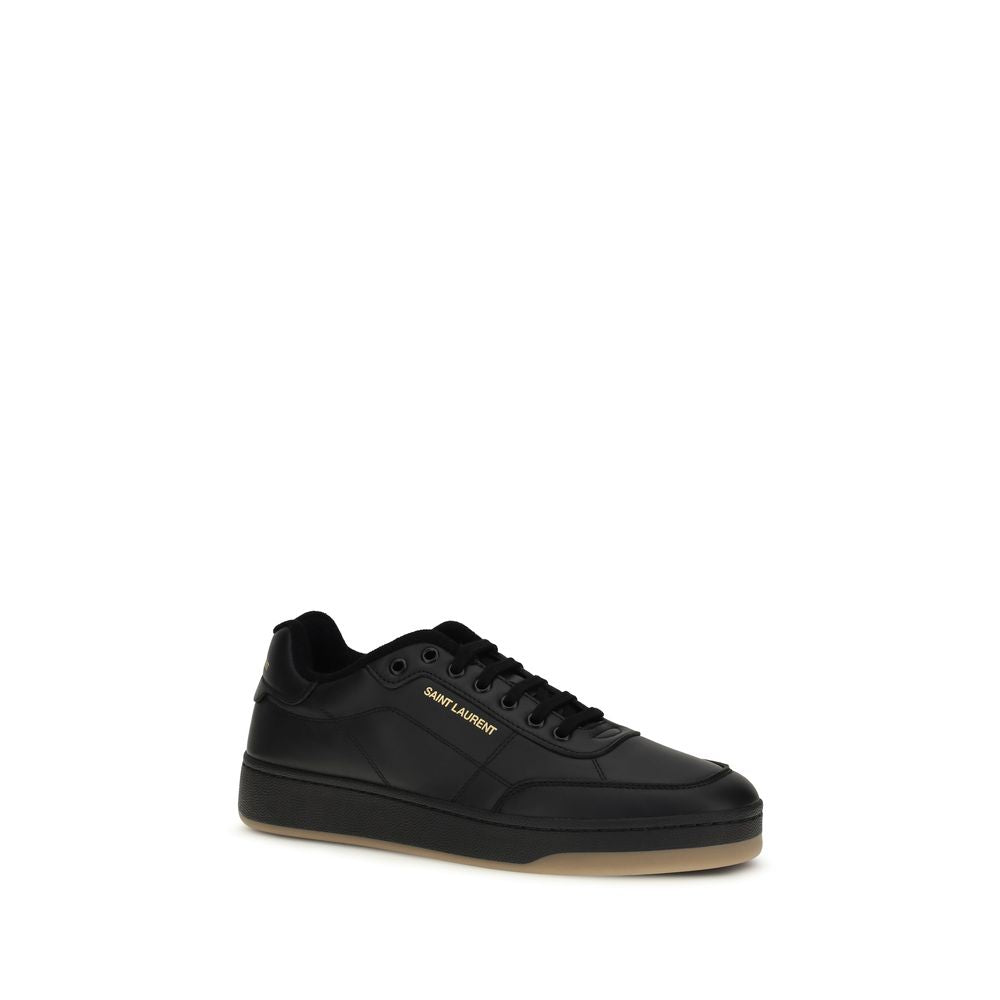 Saint Laurent Schwarze Kalbsleder Bos Taurus Low-Top Sneakers