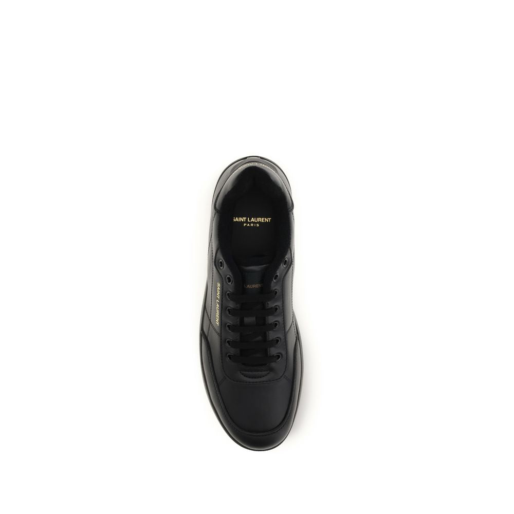 Saint Laurent Schwarze Kalbsleder Bos Taurus Low-Top Sneakers