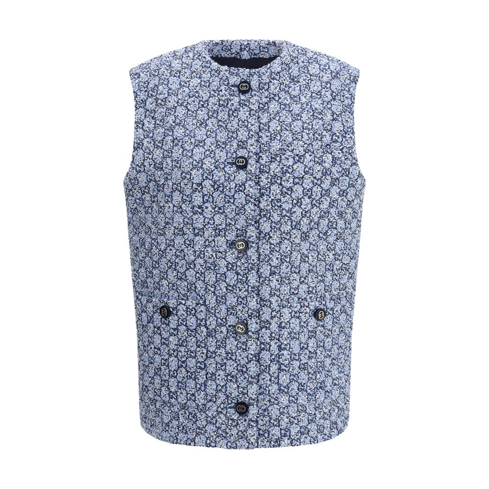 Gucci Ärmellose Jacke aus blauer Baumwolle
