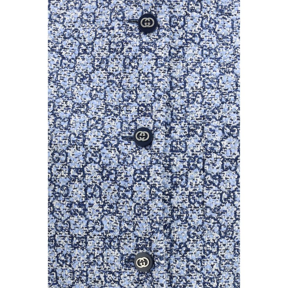 Gucci Ärmellose Jacke aus blauer Baumwolle