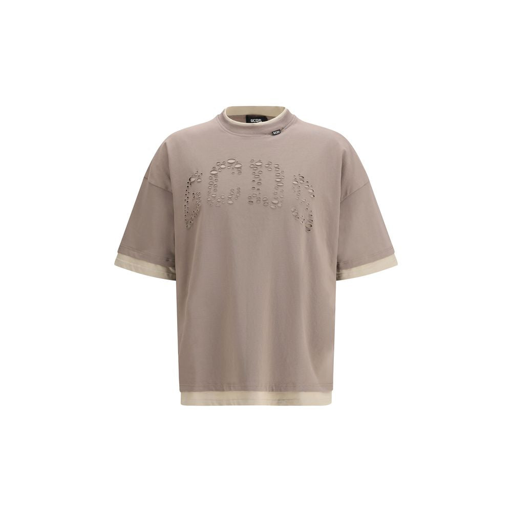 GCDS Braunes Baumwoll-T-Shirt