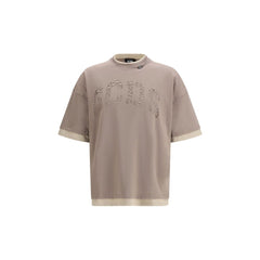 GCDS Braunes Baumwoll-T-Shirt