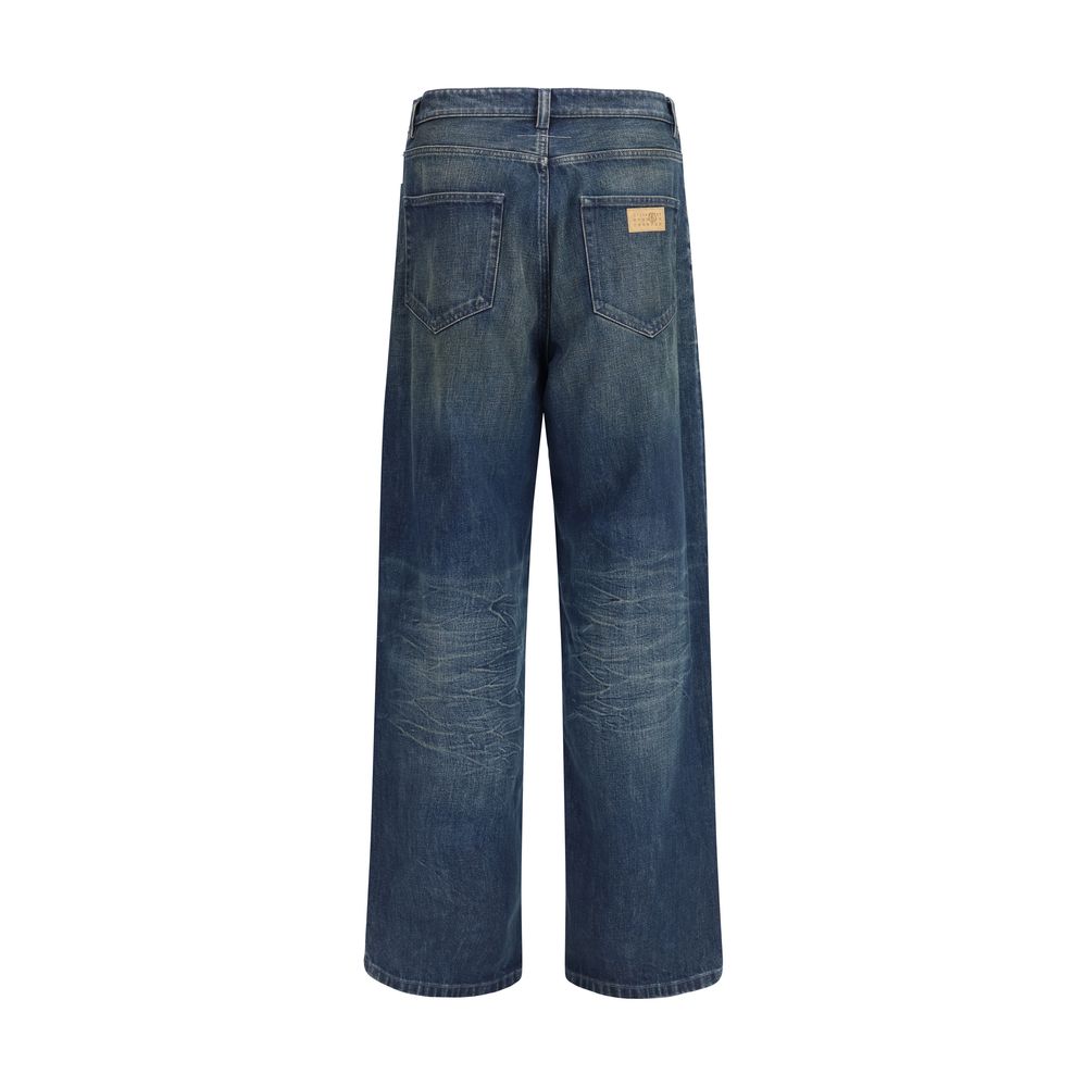 MM6 Blauwe Katoenen Jeans Met Rechte Pijpen