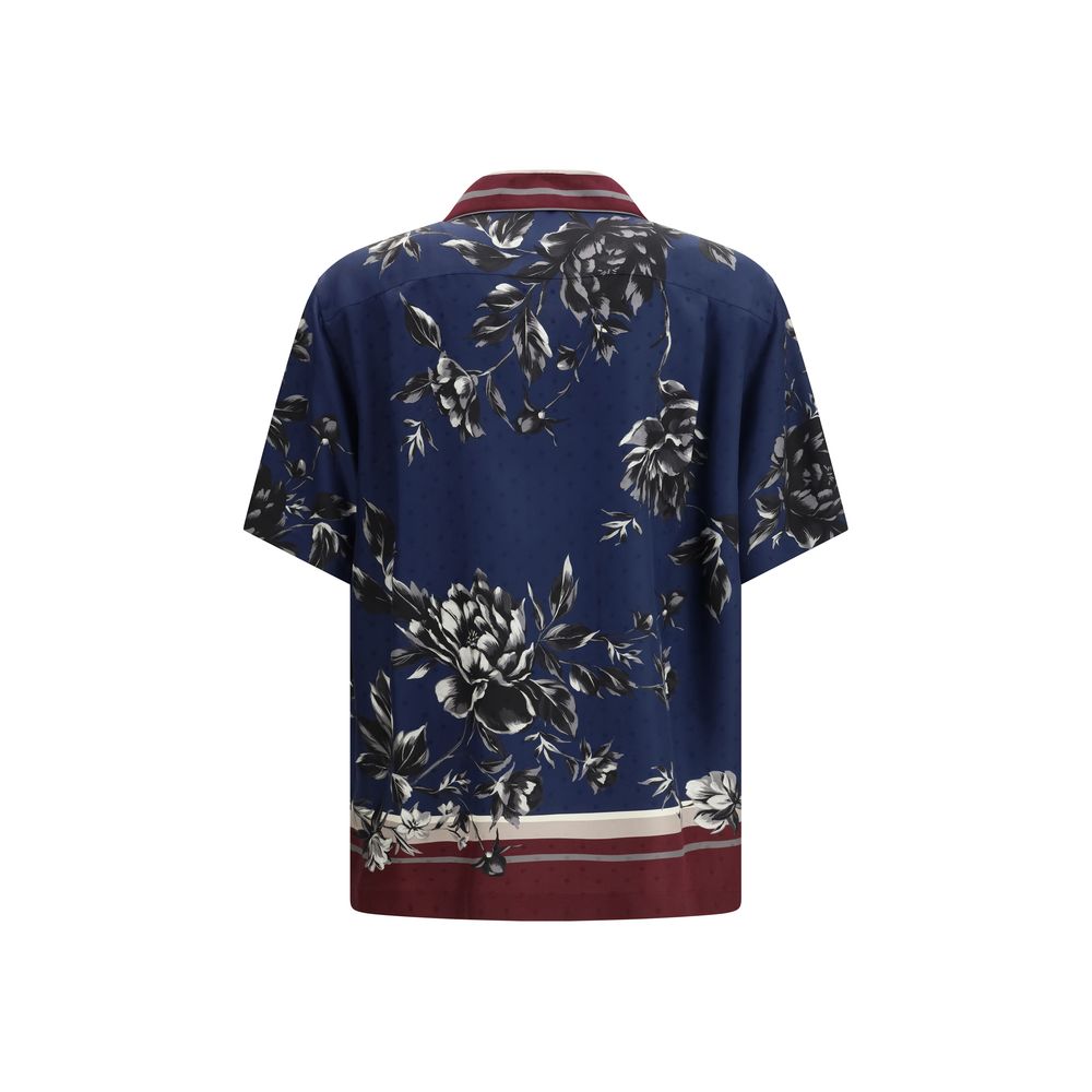 Dolce & Gabbana Blaues Seidenhemd mit Muster