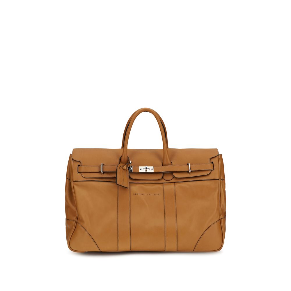 Brunello Cucinelli Bruin Kalfsleder Bos Taurus Bagage En Reizen