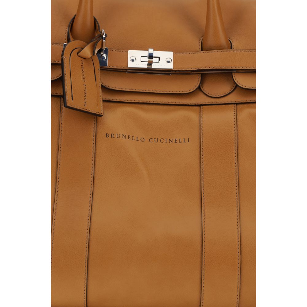 Brunello Cucinelli Bruin Kalfsleder Bos Taurus Bagage En Reizen