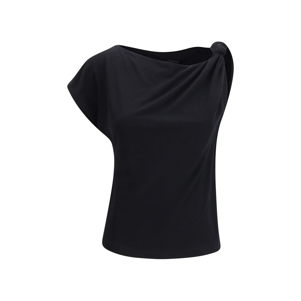 PINKO Schwarzes ärmelloses T-Shirt aus Baumwolle