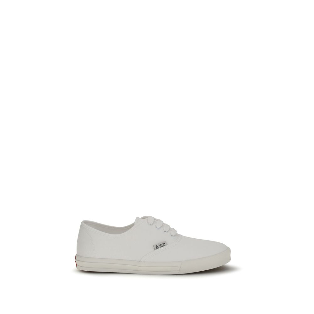 Prada Weiße Low-Top-Sneakers aus Baumwolle