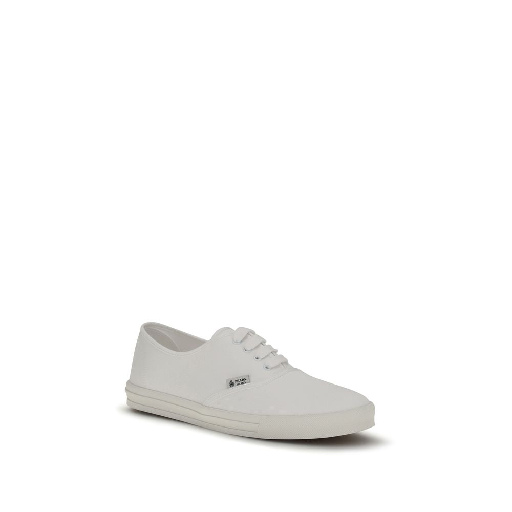 Prada Weiße Low-Top-Sneakers aus Baumwolle