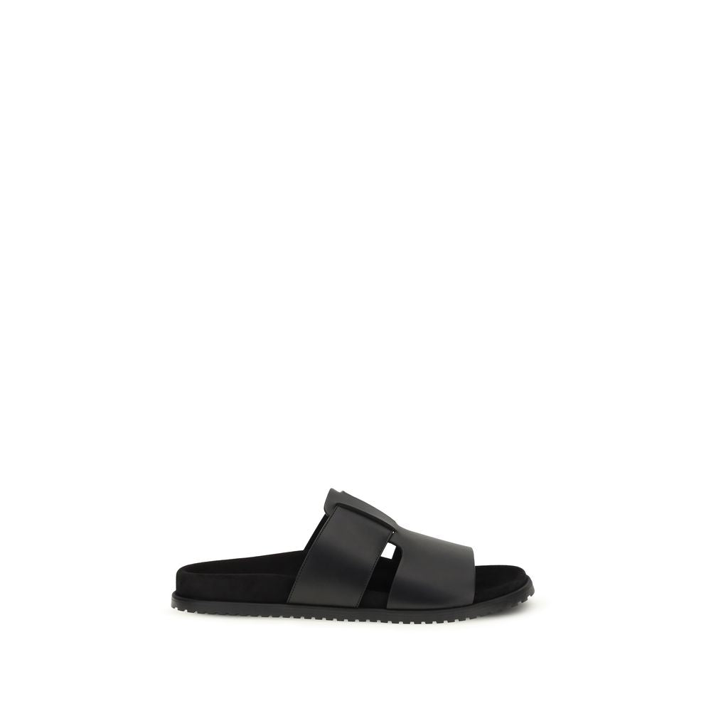 Dolce & Gabbana Schwarze Sandalen aus Kalbsleder Bos Taurus