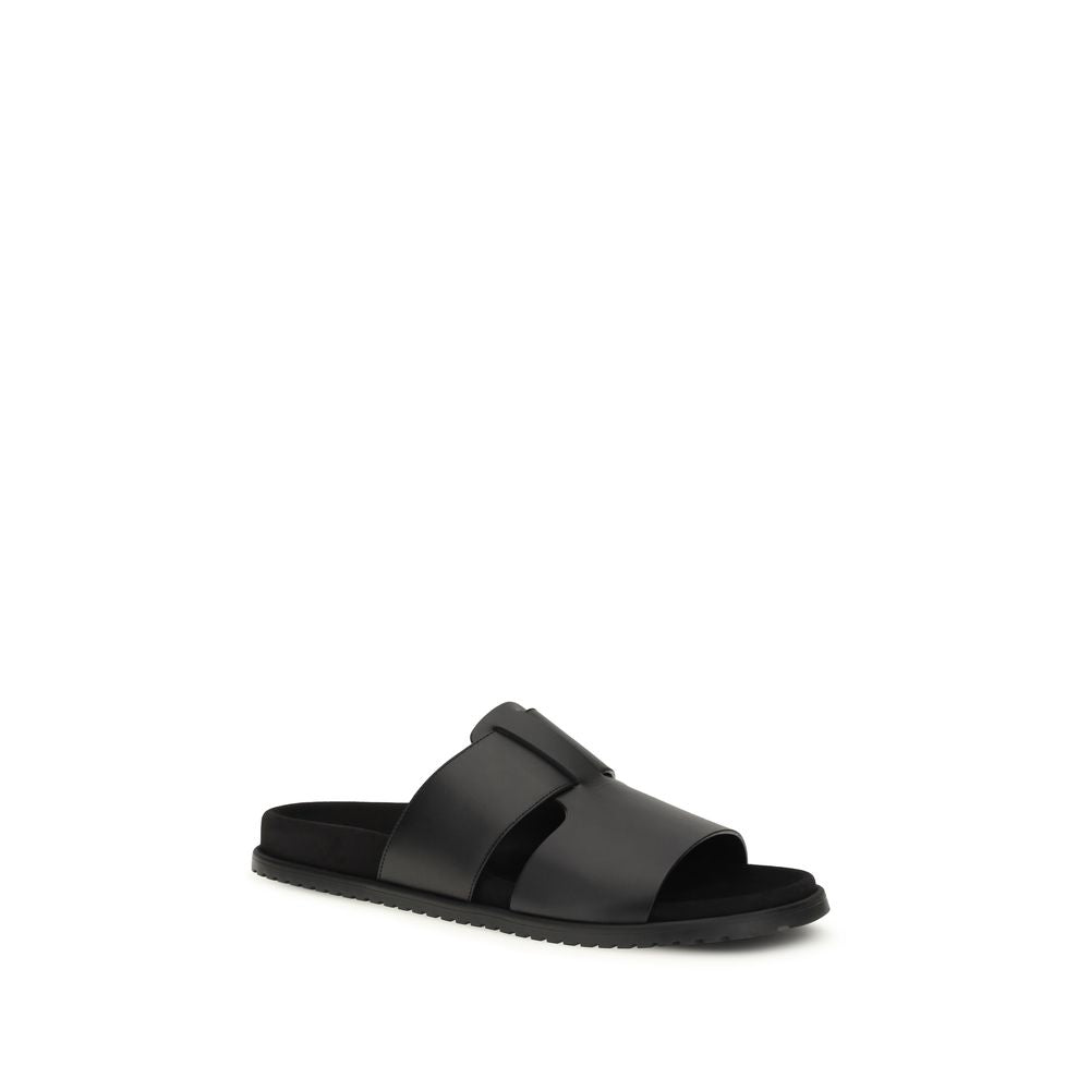 Dolce & Gabbana Schwarze Sandalen aus Kalbsleder Bos Taurus