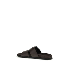 Dolce & Gabbana Bruin Kalfsleer Bos Taurus Platte Sandalen