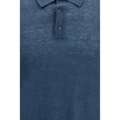 Roberto Collina blauw linnen poloshirt