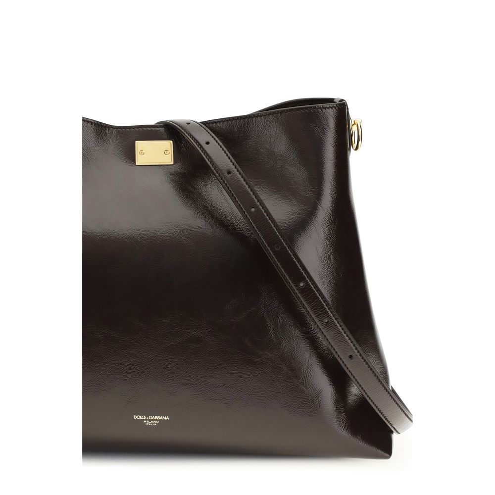 Dolce & Gabbana Braune Umhängetasche aus Kalbsleder Bos Taurus