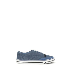 Dolce & Gabbana Blaue Leinen-Low-Top-Sneaker