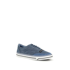 Dolce & Gabbana Blaue Leinen-Low-Top-Sneaker