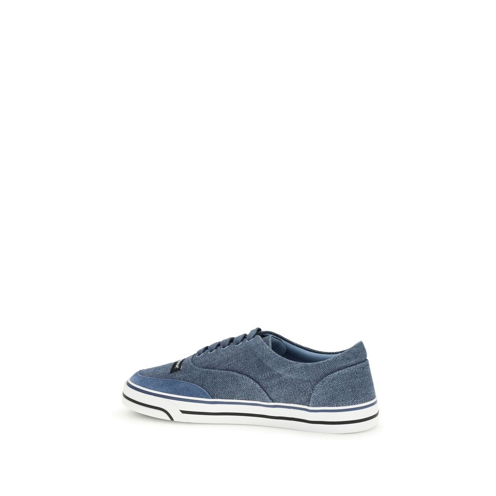 Dolce & Gabbana Blaue Leinen-Low-Top-Sneaker