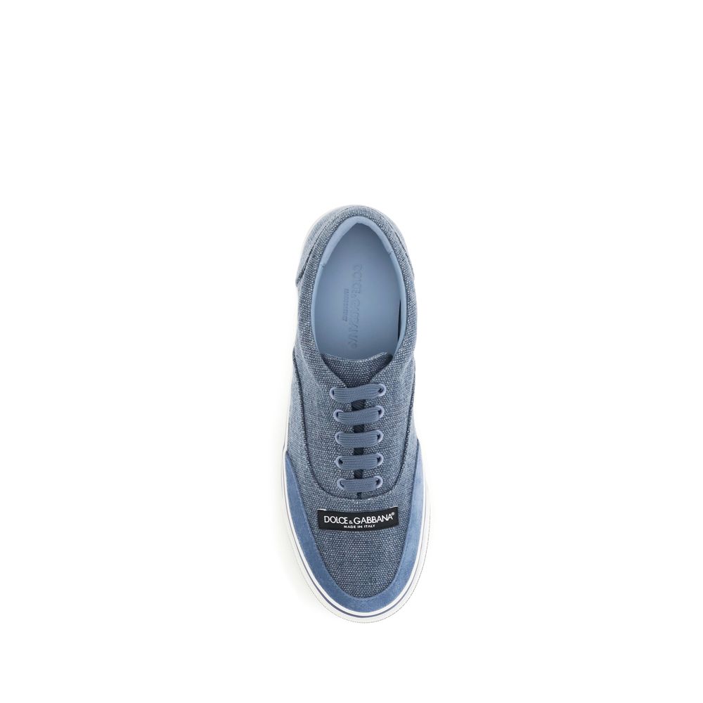 Dolce & Gabbana Blaue Leinen-Low-Top-Sneaker
