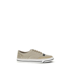Dolce & Gabbana Beige Leinen Low Top Sneakers