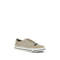 Dolce & Gabbana Beige Leinen Low Top Sneakers