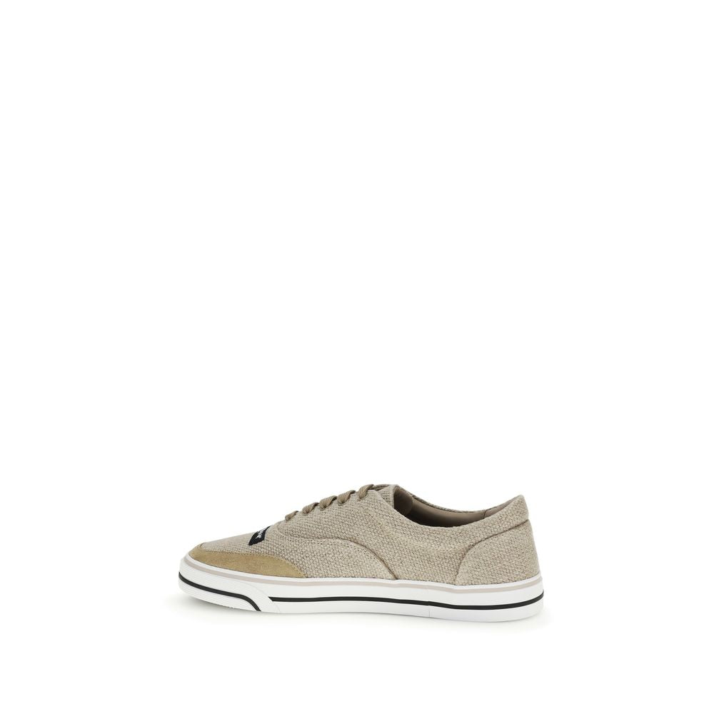 Dolce & Gabbana Beige Leinen Low Top Sneakers