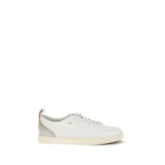 Santoni Weißes Kalbsleder Bos Taurus Low Top Sneakers