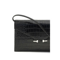 Tom Ford Black Calf Leather Bos Taurus Shoulder Bag