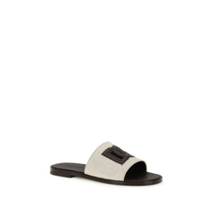 Dolce & Gabbana Beige Kalfsleer Bos Taurus Platte Sandalen