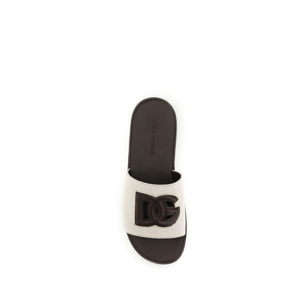 Dolce & Gabbana Beige Kalfsleer Bos Taurus Platte Sandalen