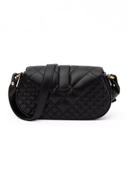 Versace Schultertasche aus gestepptem schwarzem Leder