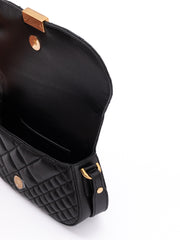 Versace Schultertasche aus gestepptem schwarzem Leder