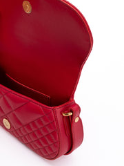 Versace Rode Lederen Gewatteerde Schoudertas