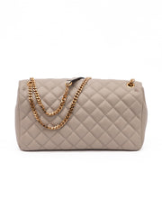 Versace Stepptasche aus taupefarbenem Leder mit Schulterriemen