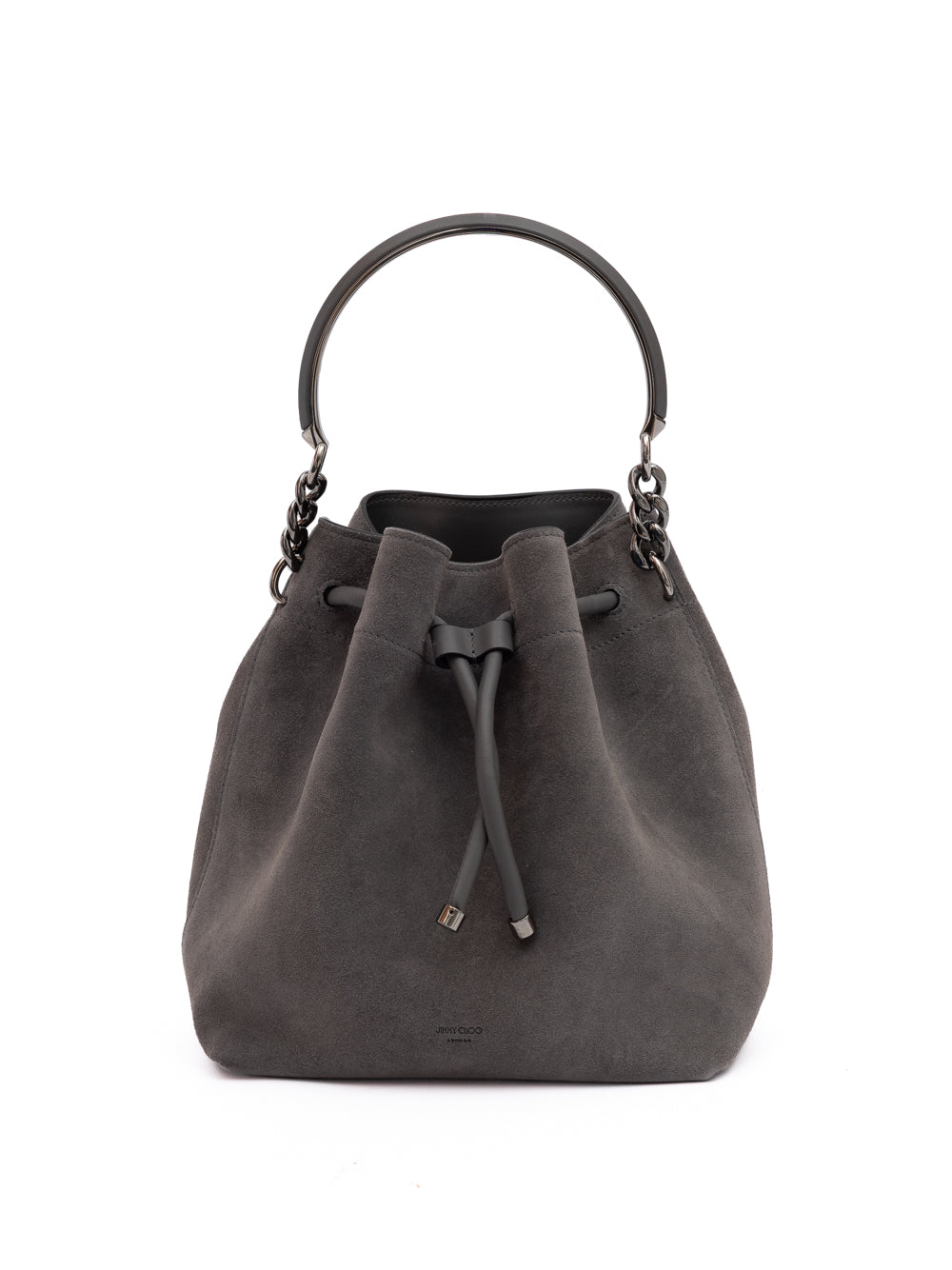 Jimmy Choo Donkergrijs Bon Bon Suede Buideltas