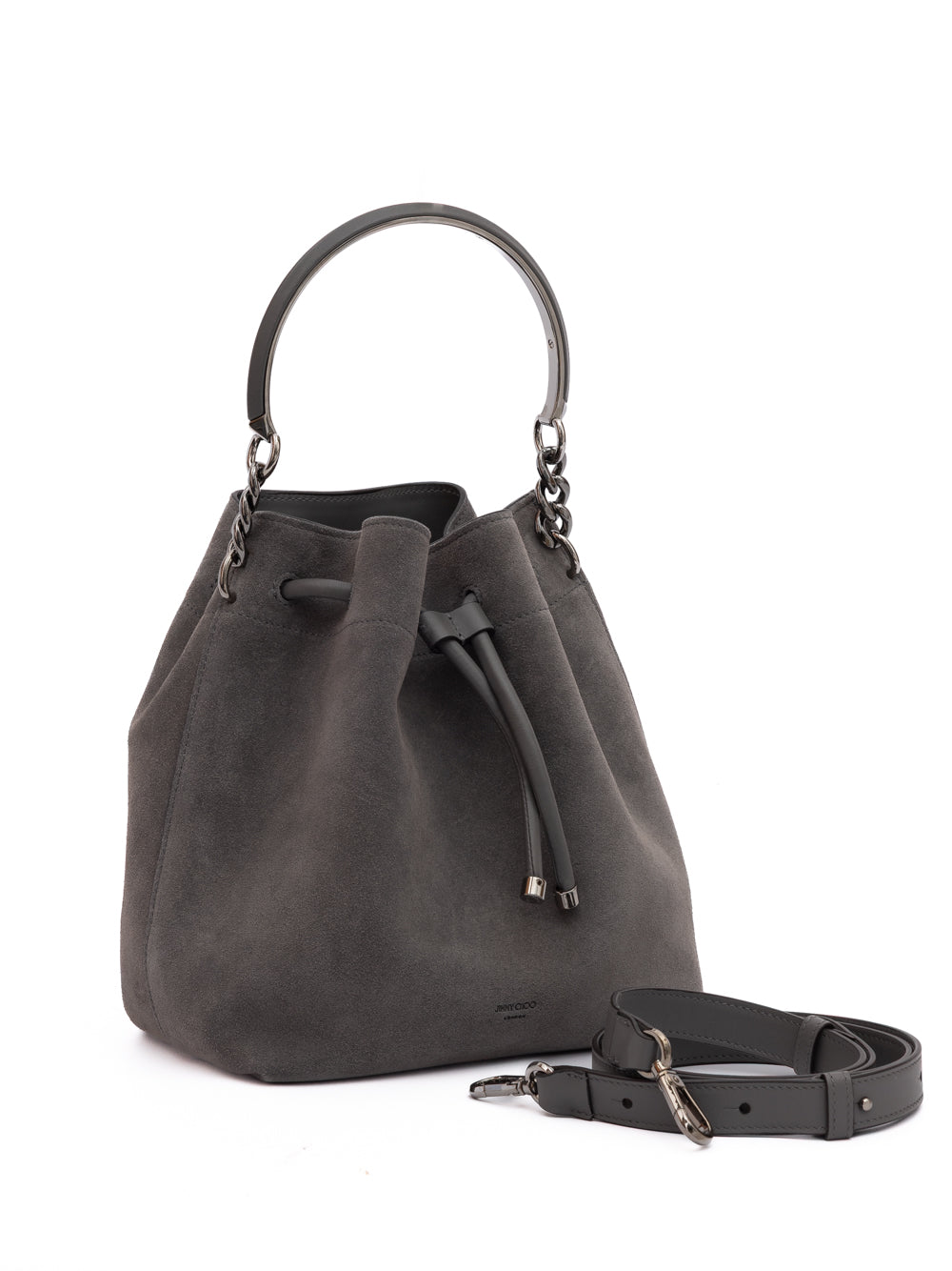 Jimmy Choo Donkergrijs Bon Bon Suede Buideltas