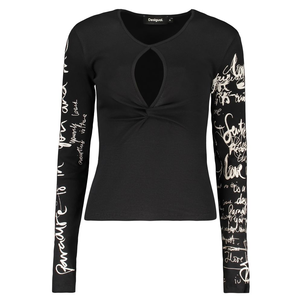 Desigual Schwarzer Damenpullover aus Baumwolle