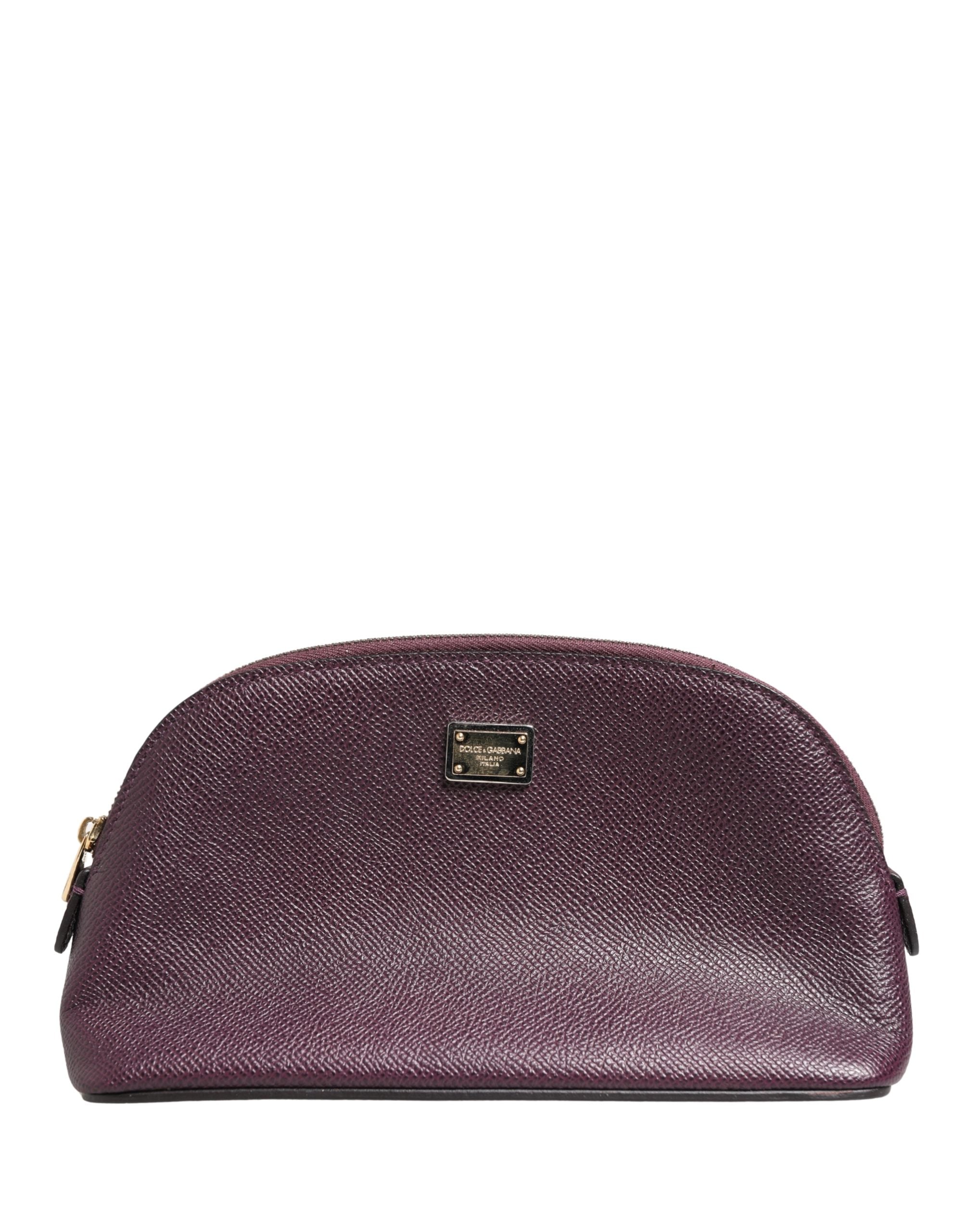 Dolce & Gabbana Donkerpaars Leren DG Logo Rits Rondom Handtas Portemonnee