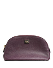 Dolce & Gabbana Donkerpaars Leren DG Logo Rits Rondom Handtas Portemonnee