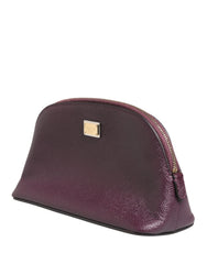 Dolce & Gabbana Donkerpaars Leren DG Logo Rits Rondom Handtas Portemonnee