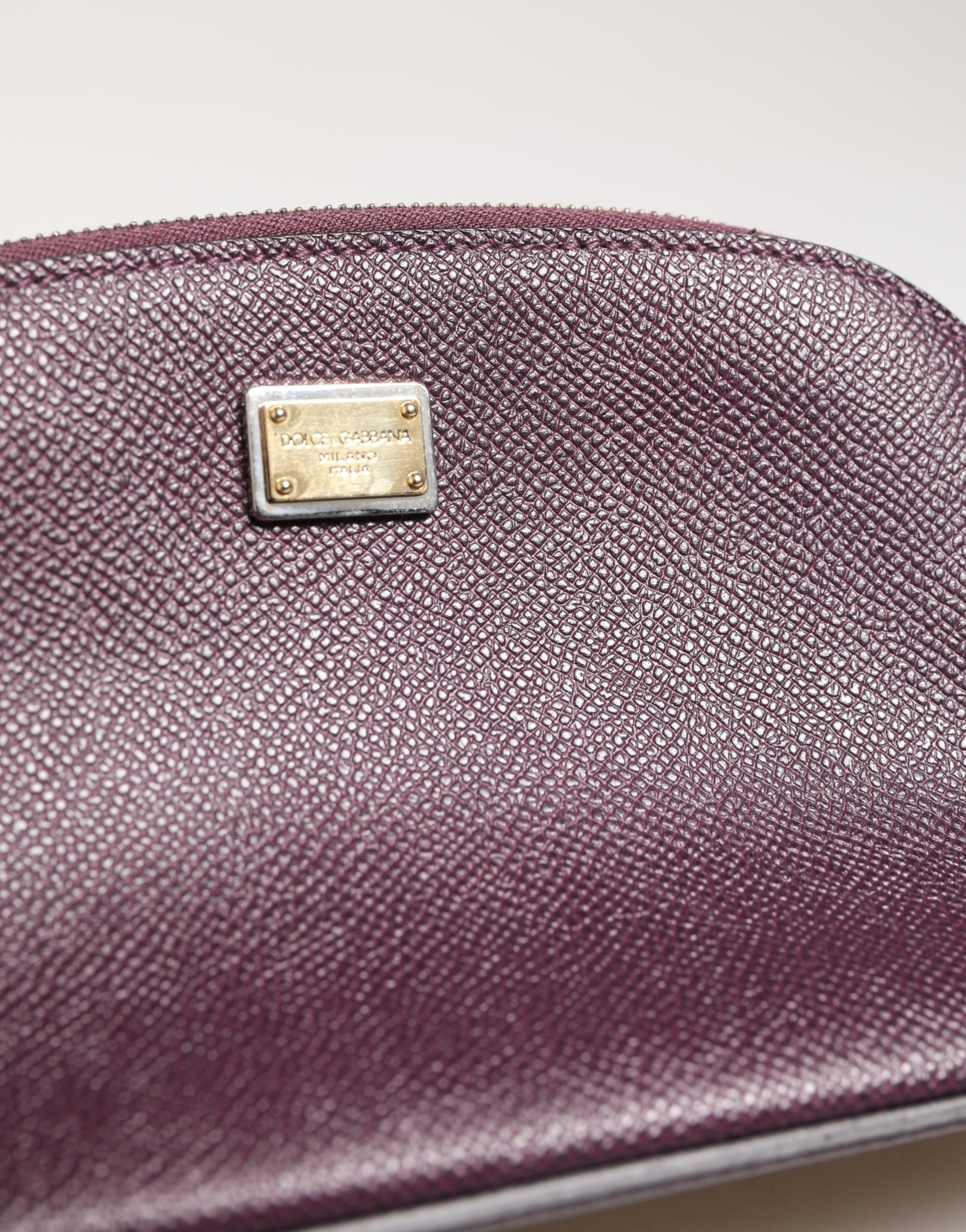 Dolce & Gabbana Donkerpaars Leren DG Logo Rits Rondom Handtas Portemonnee