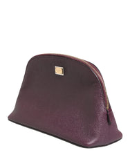 Dolce & Gabbana Dunkelviolette Leder DG Logo Reißverschluss-Geldbörse