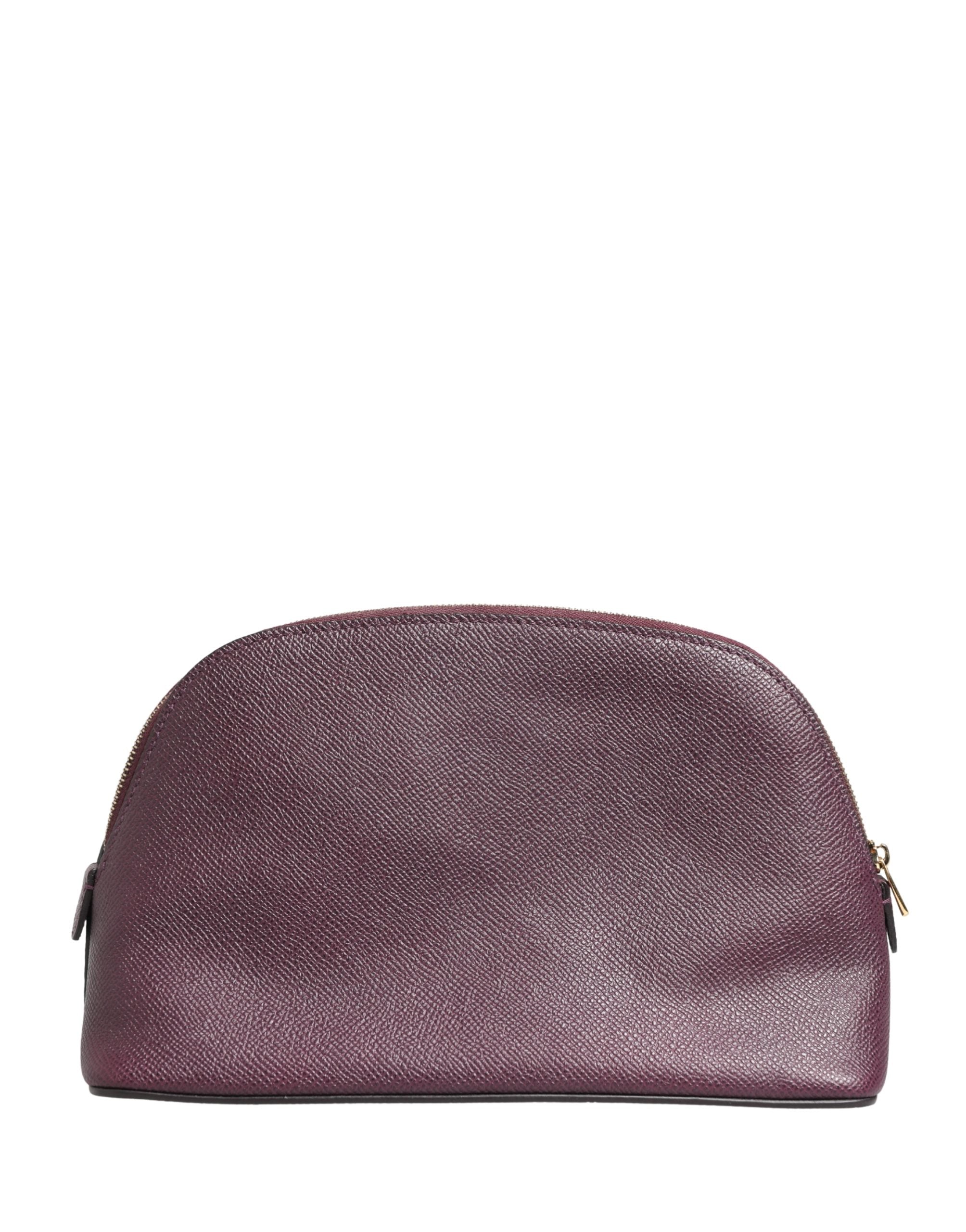 Dolce & Gabbana Dunkelviolette Leder DG Logo Reißverschluss-Geldbörse