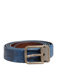 Dolce & Gabbana Ledergürtel mit goldfarbener Metallschnalle, Dunkelblau