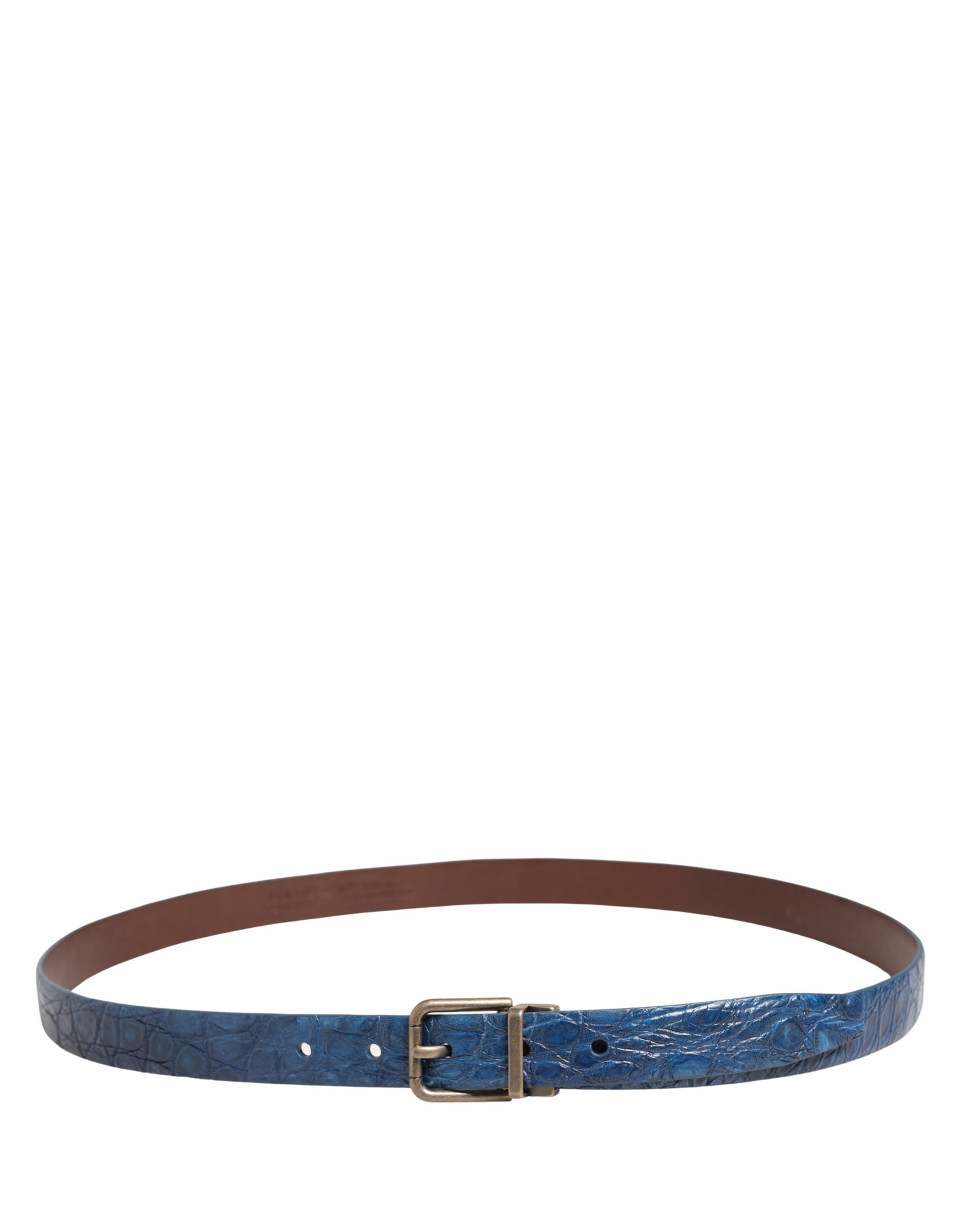 Dolce & Gabbana Ledergürtel mit goldfarbener Metallschnalle, Dunkelblau