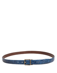 Dolce & Gabbana Ledergürtel mit goldfarbener Metallschnalle, Dunkelblau