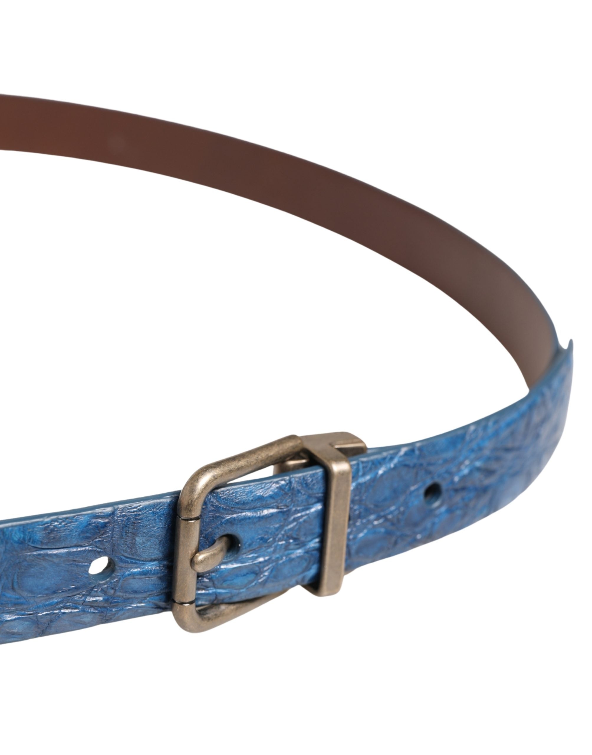 Dolce & Gabbana Ledergürtel mit goldfarbener Metallschnalle, Dunkelblau
