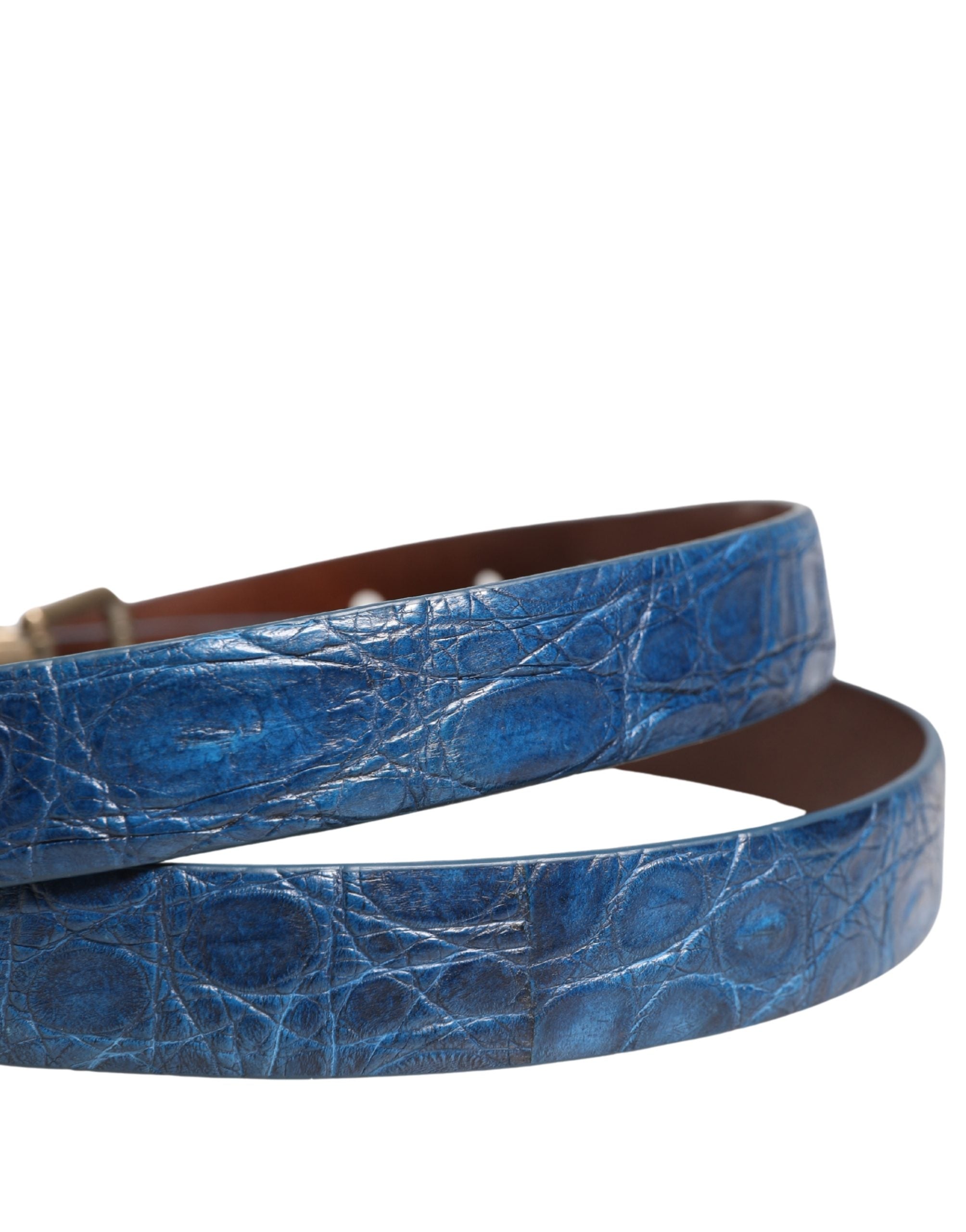 Dolce & Gabbana Ledergürtel mit goldfarbener Metallschnalle, Dunkelblau
