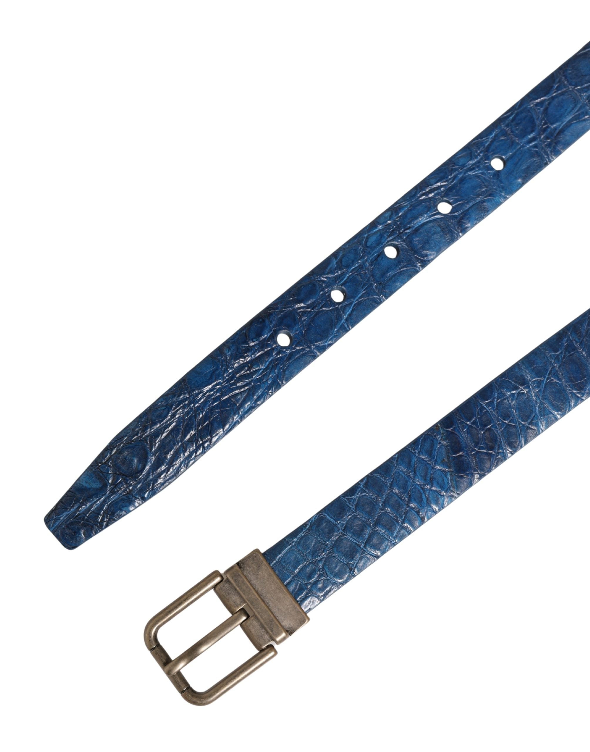Dolce & Gabbana Ledergürtel mit goldfarbener Metallschnalle, Dunkelblau