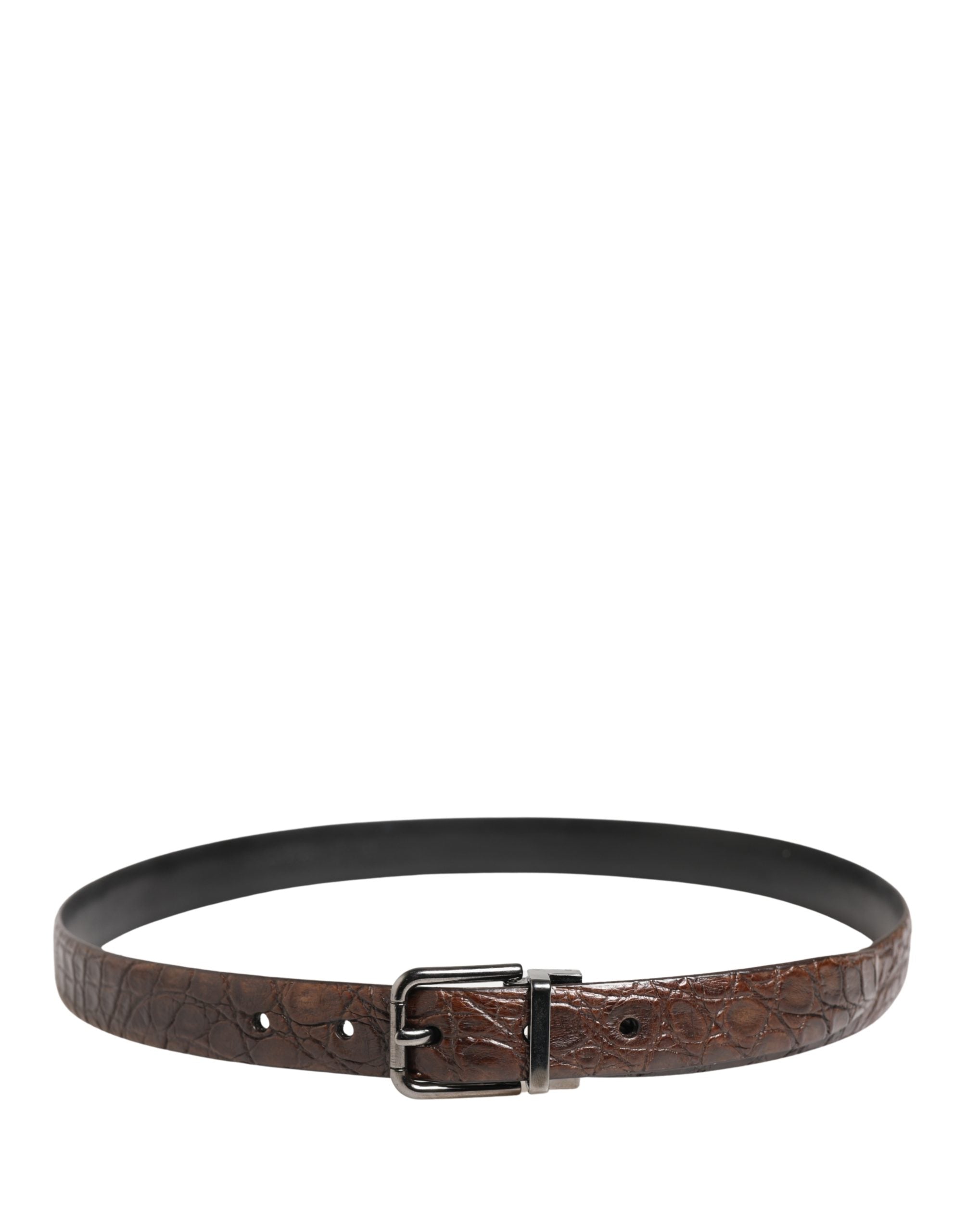 Dolce & Gabbana Brauner Ledergürtel mit silberfarbener Metallschnalle